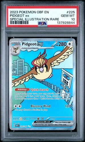 Pidgeot ex #225/197 Sv03: Paradox Rift Special Illustration Rare PSA 10