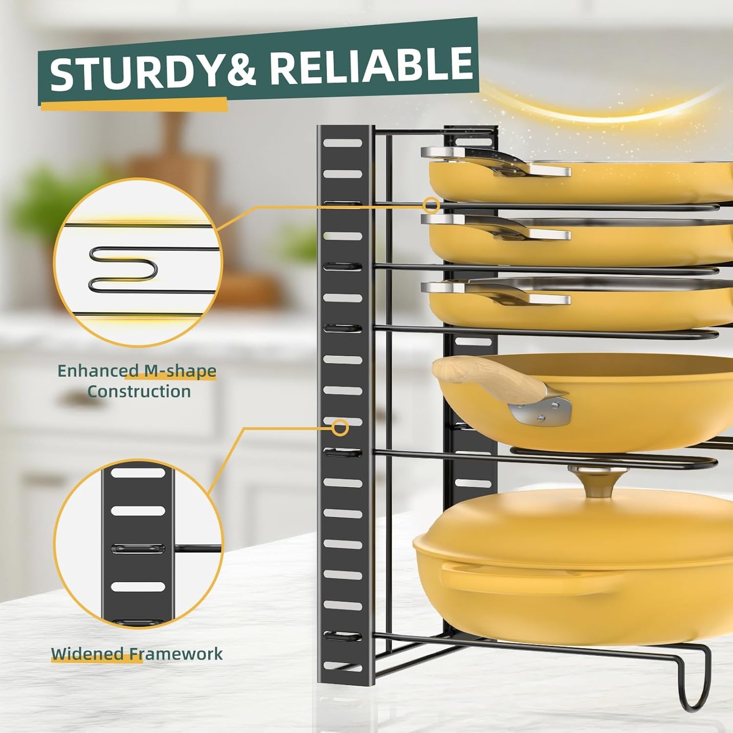 Pots and Pans Organizer for Cabinet Adjustable 5 Tier Organizer Rack USA