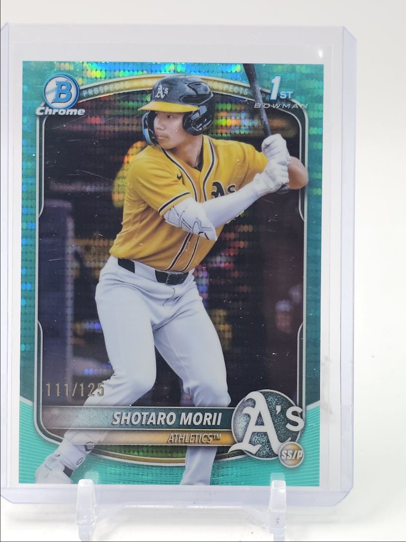 SHOTARO MORII 2025 BOWMAN CHROME 1ST AQUA PULSAR ATHLETICS /125 Q5451