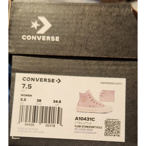 Converse Women's Star Lift Tailored Shoes Pink Gold Size 7.5 - Picture 5 of 6