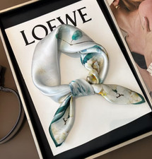 100 Mulberry Silk Shawl Bandana flower Print Neckerchief Scarf 53X53cm Wrap new