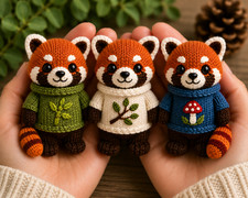 Roter Panda Strickmuster Konvolut mit Kleidung DK Spielzeug Strickmuster bedruckt