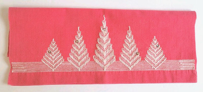 Vintage Swedish Embroidery Huck Weave Hand Tea Towel Rhinestones & Sparkles!