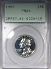 1955 Proof Washington Quarter PCGS PR66 OLD GREEN HOLDER Rattler