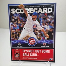 2016 Chicago Cubs Official Scorecard vs. Miami Marlins 8/1-8/3 Trevor Cahill