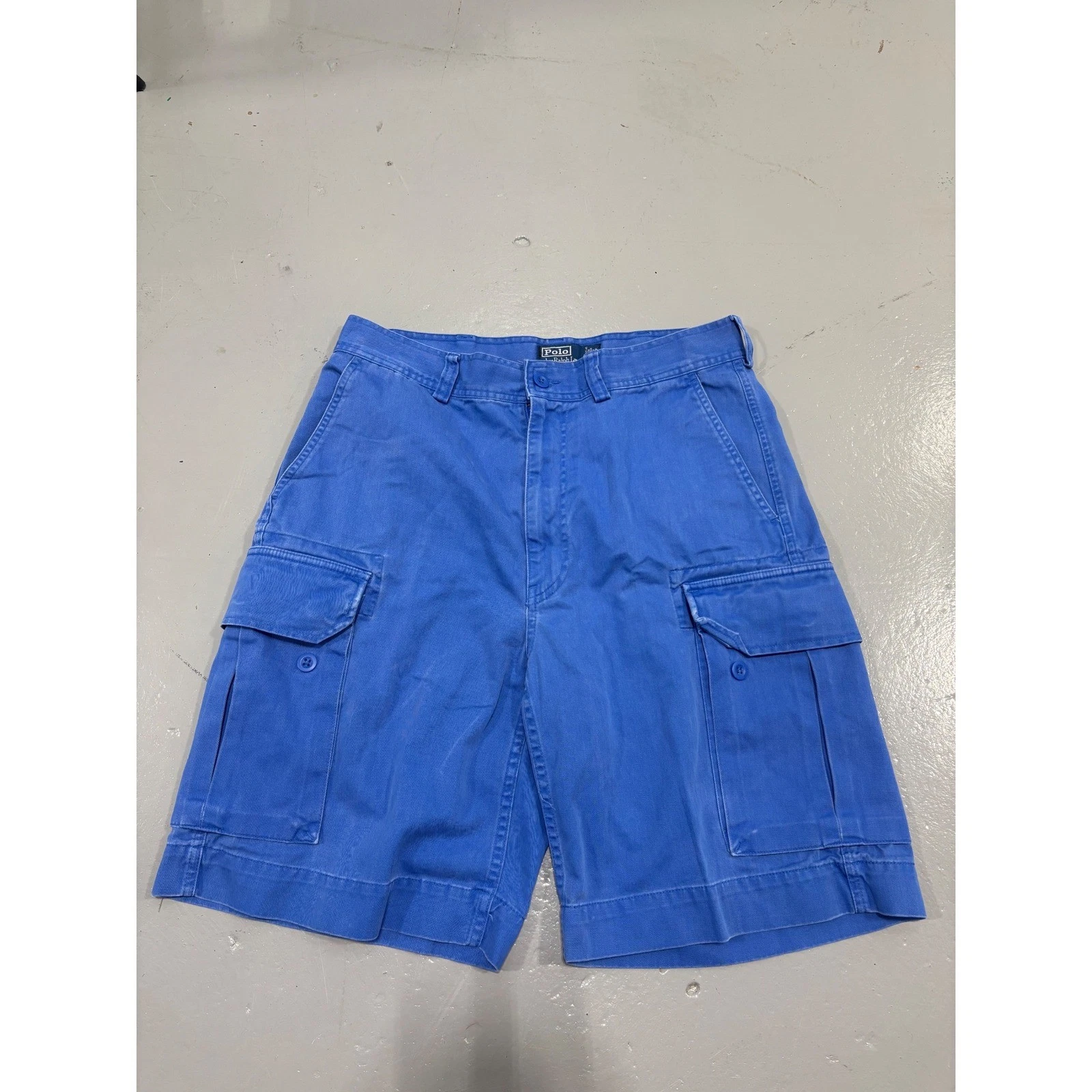 Polo Ralph Lauren Mens Blue Cotton Chino Cargo Shorts Size 34 Classic Fit 67