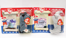 TY Beanie Baby Red RIGHTY the Elephant And Blue LEFTY the Donkey 2000
