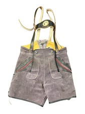 VTG Kids German Lederhosen Suede Leather Shorts Suspenders Authentic Oktoberfest