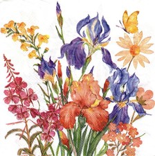  2 Two Paper Lunch Napkins for Decoupage/Mixed Media - Irises and More floral