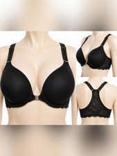 Chantelle Rive Gauche 3282 Sz 36DD Black Front Close Racerback Bra Discontinued