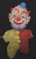 Vintage Retro Creepy Rubber Face Clown Doll Plush My Toy 11"  1940's-1950's