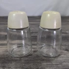 Vintage Federal Housewares Glass Salt Pepper Shakers Beige 4.5" Made In USA
