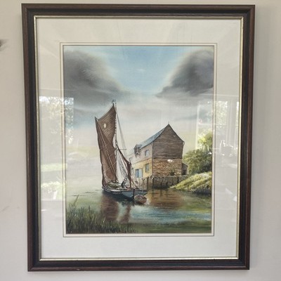 Original Aquarell signiert Michael John Walker, Meereslandschaftskünstler.