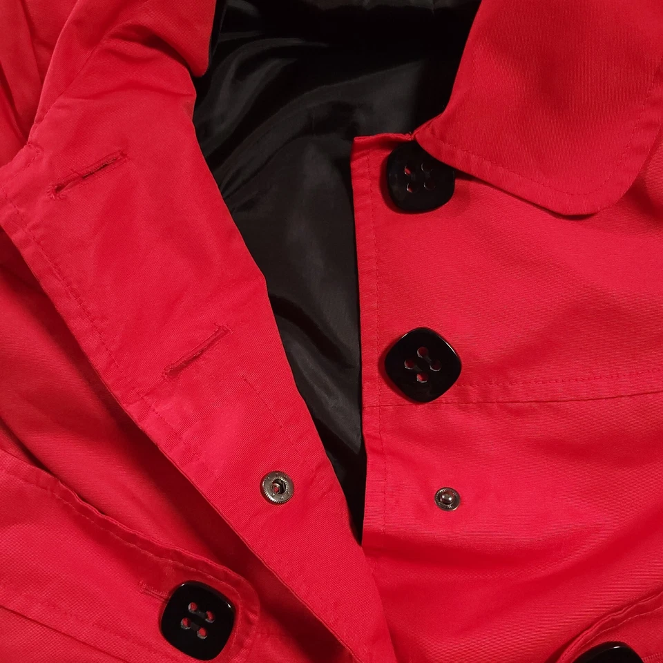 Giacca a Gallery Company Coat Women's Medium Red Collared Lined Padded Shoulders - Image 3 of 4