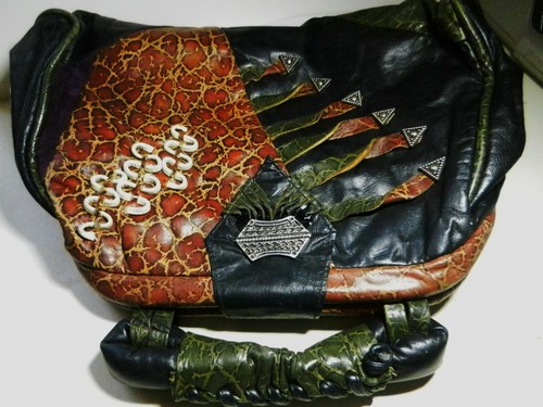 WORK OF ART 1980's Colini Handbag USA Embossed Snakeskin HOBO Leather Purse- - Picture 7 of 12