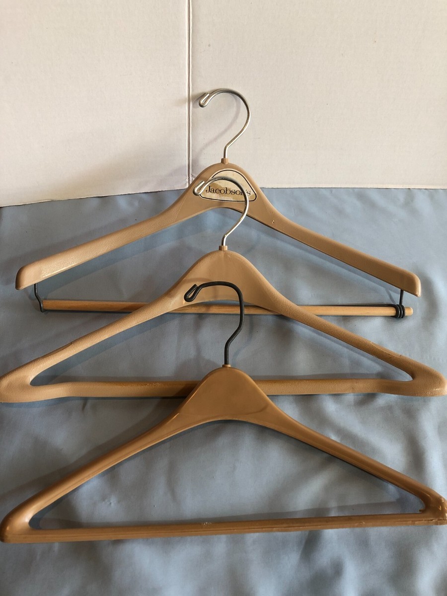 VINTAGE LOT of 3 Heavy Duty Beige Plastic Adult Hangers incl