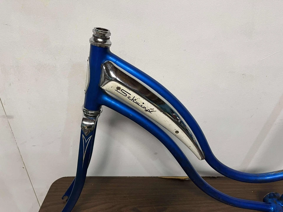 Cuadro americano Schwinn Deluxe 1962 (J2), horquilla, tanque delgado azul S7 peso medio Foto 4 de 4