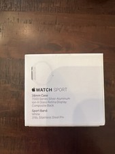 BOX ONLY  Apple Watch Sport Silver aluminum Case White Sport Band 38mm