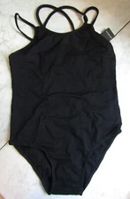 NIB iEFiEL Dance Black Leotard Stretch Strappy Children's Size Med