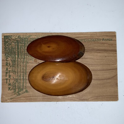 Vintage Aspen Wood Pin Sei of 2 Woodcraft by Frink Original Card Aspen, Colorado