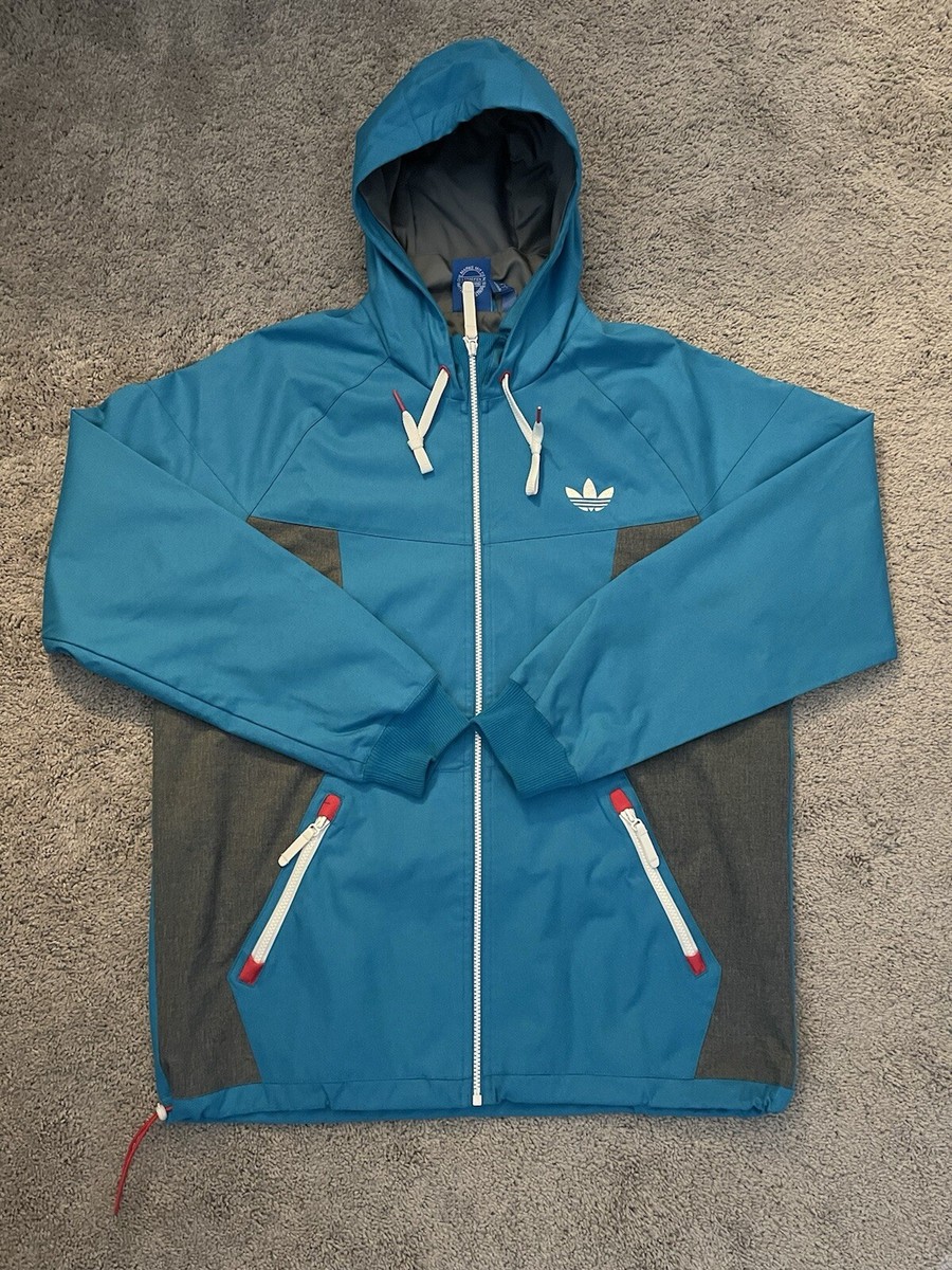 Adidas Jacket Blue Windbreaker Lightweight Soccer Athletic Size L