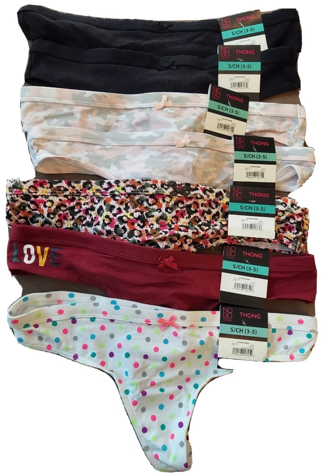 No Boundaries Cotton Thong Panties Underwear Lot Size XS/S/M/L/XL/2XL-XXL/3XL - Image 2 of 4