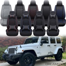 For Jeep Wrangler Jk Pu Leather Car Seat Covers 5 Seat Front Rear Set Cushion