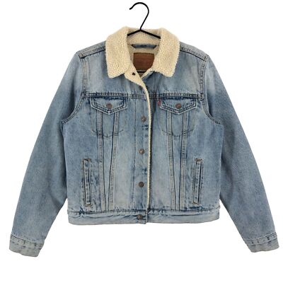 LEVI'S STRAUSS & CO Denim Trucker Sherpa Jacke Mantel Damen Größe L