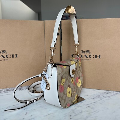 COACH Ella Hobo In Signature Canvas With Floral Cluster Print