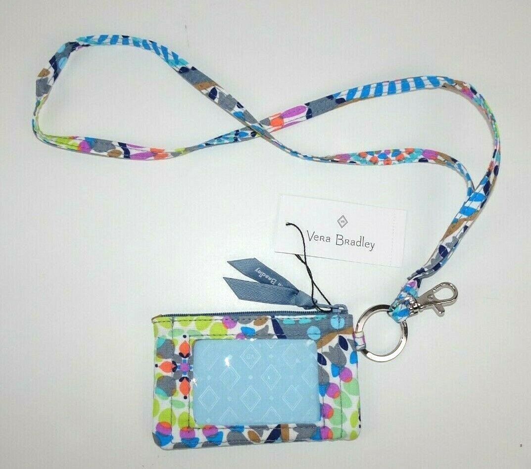 Vera Bradley Zip ID Case and Lanyard Set SUNNY MEDALLION 1 piece