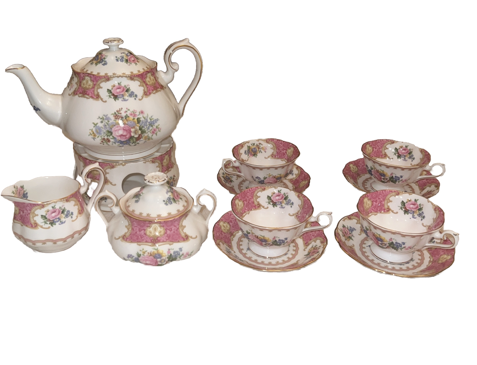 Royal Albert 12 piece Lady Carlyle Tea Set And Wormer eBay