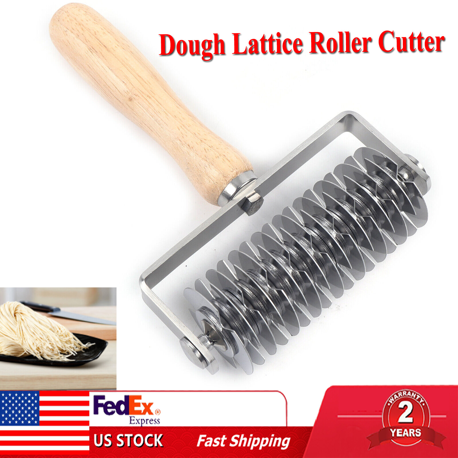 Dough Lattice Roller Cutter Stainless Cookie Pastry Roller Cutter Baking Tool US