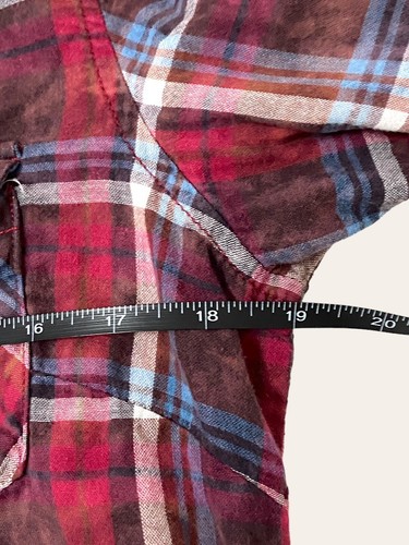 Love Stitch Womens Wester Pearl Snap Red Plaid Flannel Shirt Size L - Picture 8 of 9