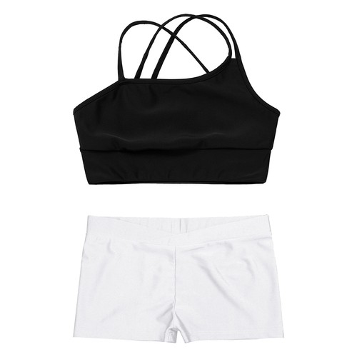 Kids Girls Set Asymmetrical Suit Strappy Outfits Beachwear Dancewear Running - Picture 52 of 64