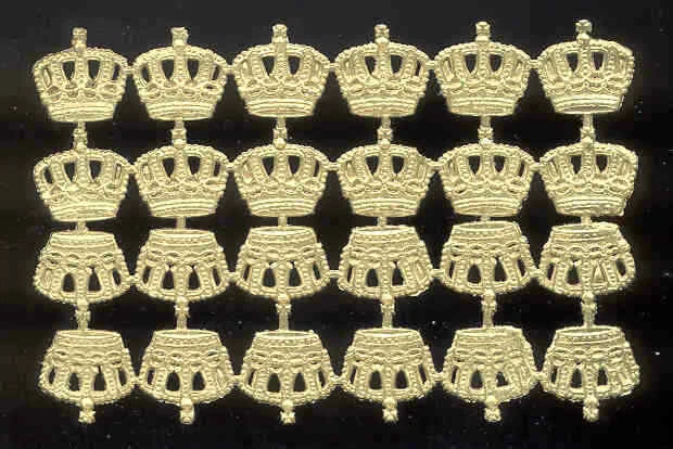 Scrap Die Cut German Dresden Gold Foil Paper Crowns Sm. Victorian Crafts