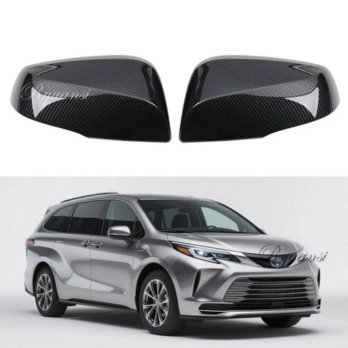 For Toyota Sienna 2022-2025 Left + Right Carbon Fiber Side Mirror Cover Cap