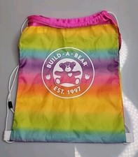 Build A Bear Sling Backpack Rainbow Drawstring Bag Tote Plush Bear Carrier