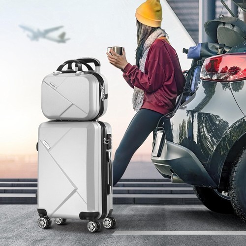 2Pcs Luggage Set with Trolley Bag Travel Suitcase Luggage Set Silver - Picture 11 of 18