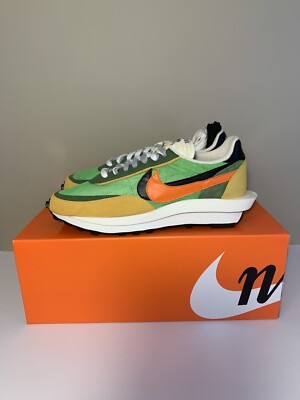 NIKE SACAI LD WAFFLE MEN'S SIZE 13 BV0073 300 GREEN GUSTO ORANGE