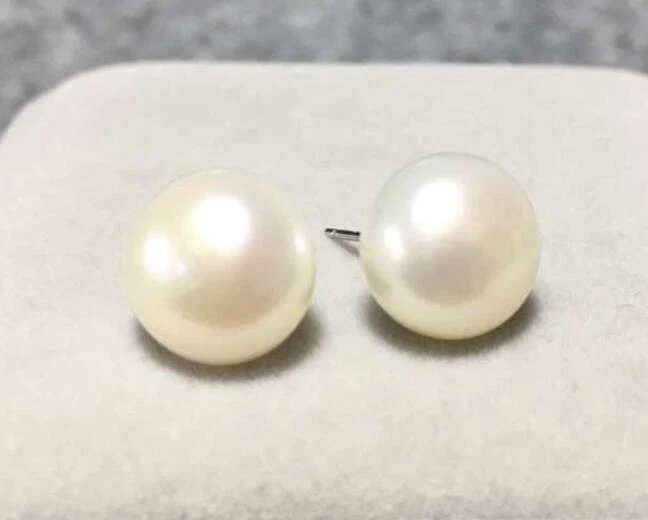 Enorme pendiente AAA+ 12-13mm blanco perla mar sur oro 14k hermoso pendiente Foto 2 de 3