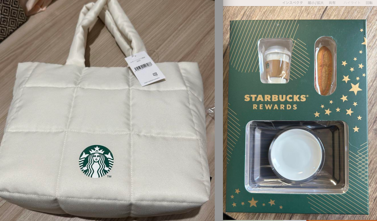 Starbucks miniature collection Rewards 2023 & quilted tote bag set 