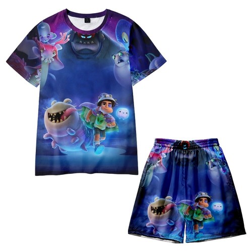 2025 Adult Kids Elio 3D Tracksuit Cosplay Costume Cartoon T-shirt+shorts Outfits - Picture 4 of 31