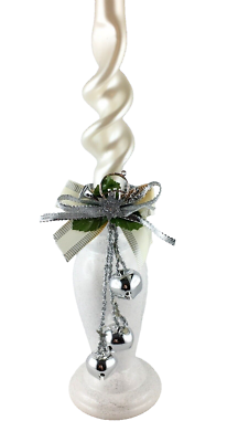 Kerzenring Hängedeko Weihnachten Silber mit Glöckchen Dekoration 16 cm hängend