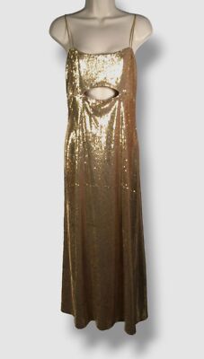 Halston Ray Sequin Dress, 6 / Gold