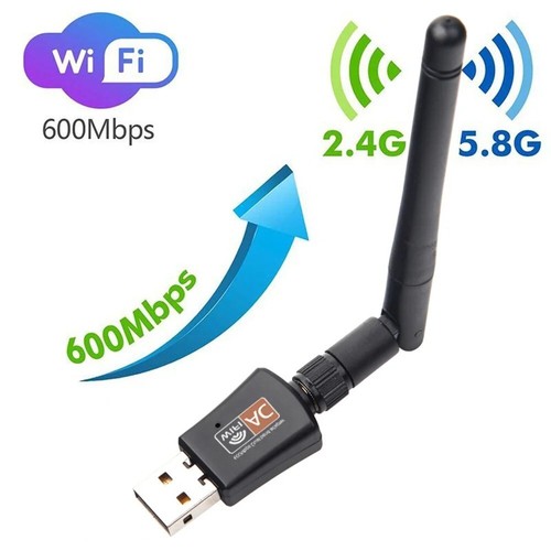 600Mbps Wireless USB Wifi Adapter Dongle Dual Band 2.4G/5GHz W/Antenna 802.11AC - Picture 2 of 8