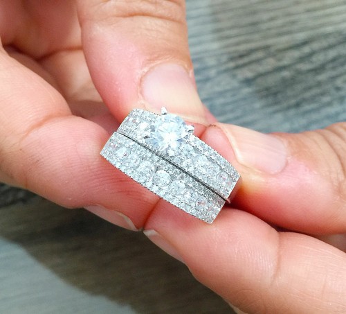 GIA-zertifiziert 14k massives Weißgold Rundschliff Diamant Verlobungsringe 2,00 ctw - Bild 10 von 11