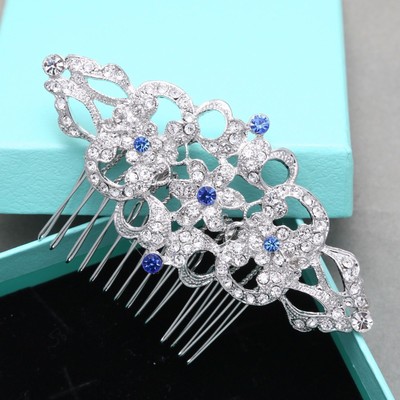 Blue Diamond Crystal Bridal Vintage Style Wedding Hair Accessories