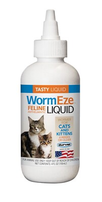 WormEze Piperazine Liquid Wormer for Cats and Kittens 4oz Durvet