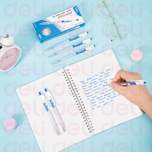 Deli Retractable Ballpoint Pens Low Viscosity Medium Ball Pen 0.7mm Tip 12 PCs - Picture 6 of 23