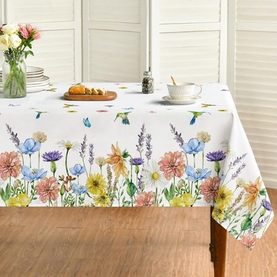 Horaldaily Spring Tablecloth 52×70 Inch, 52'' x 70'' (Rectangular), White 